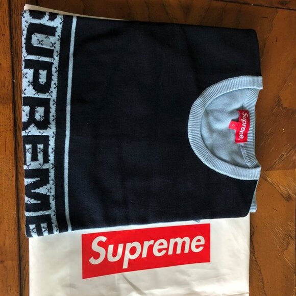 Supreme Chest Logo S/S 18 Knit Top Light Blue - Picture 2 of 2